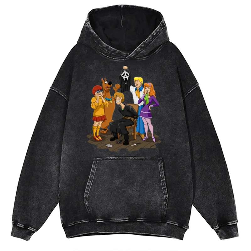 Ghost Face Unisex Printed Casual Washed Hoodie Sweatshirt-Print-cool
