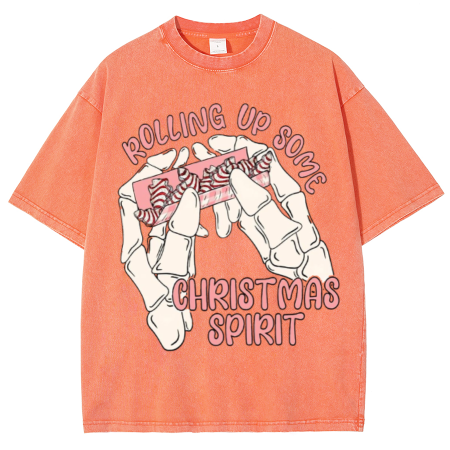 Rolling Up Unisex Oversized Print Vintage Wash Denim T-Shirt-Print-cool