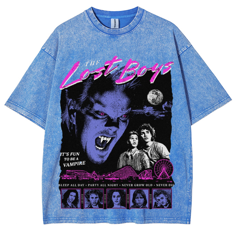 The Lost Unisex Vintage Wash Denim T-Shirts-Print-cool