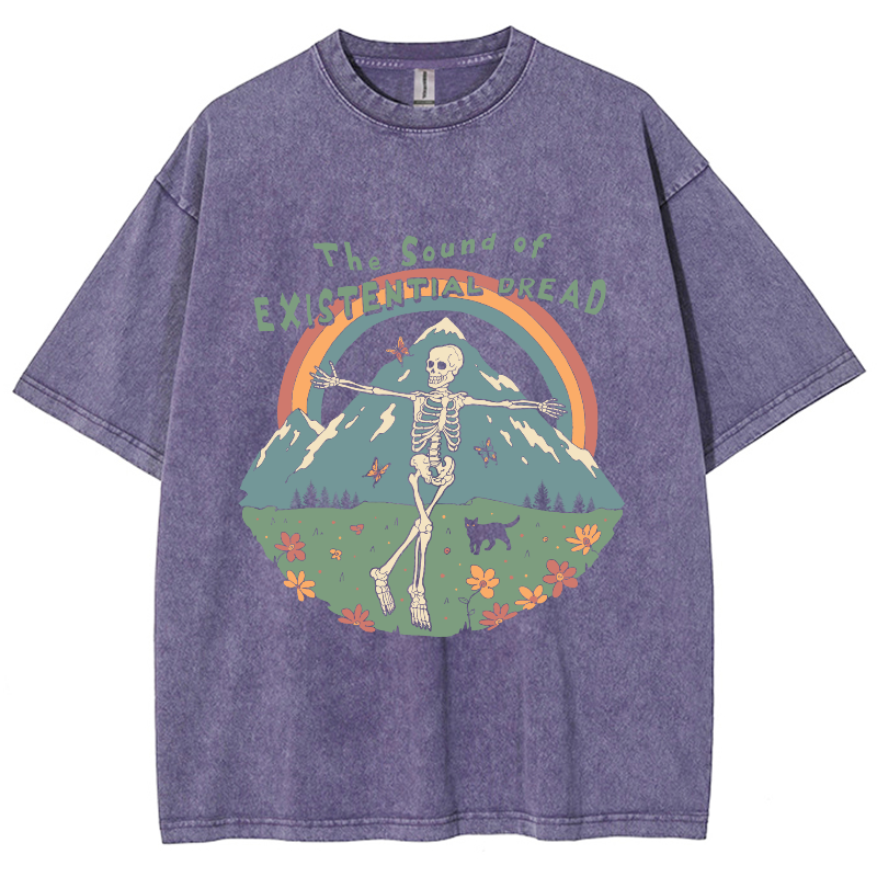 The Sound Of Existential Dread Unisex Vintage Wash Denim T-Shirts-Print-cool