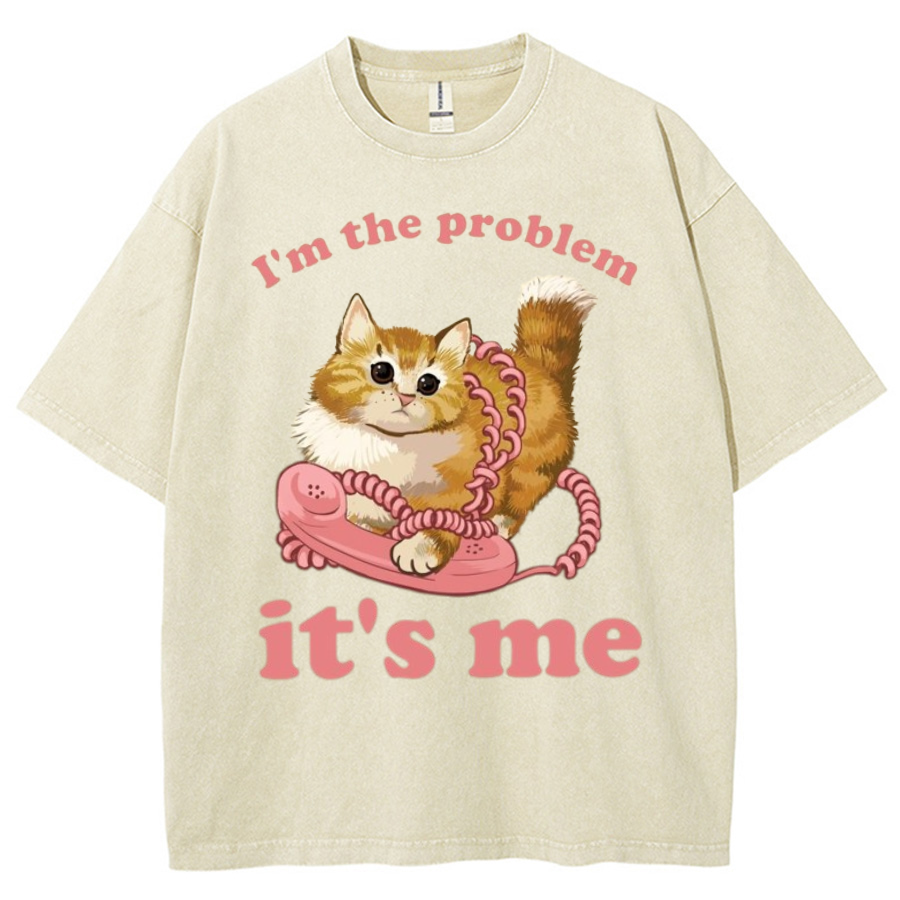 Its Me Unisex Printed Retro Washed Short Sleeved T-Shirt-Print-cool