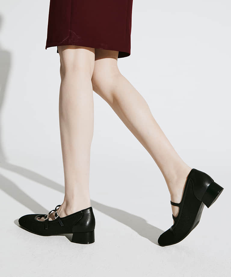 MOUSSE FIT Sweet Square Toe Flat Mary Janes