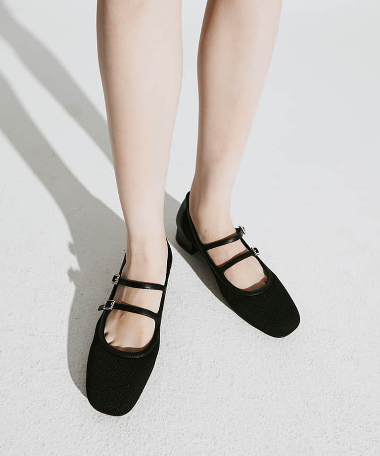 MOUSSE FIT Sweet Square Toe Flat Mary Janes