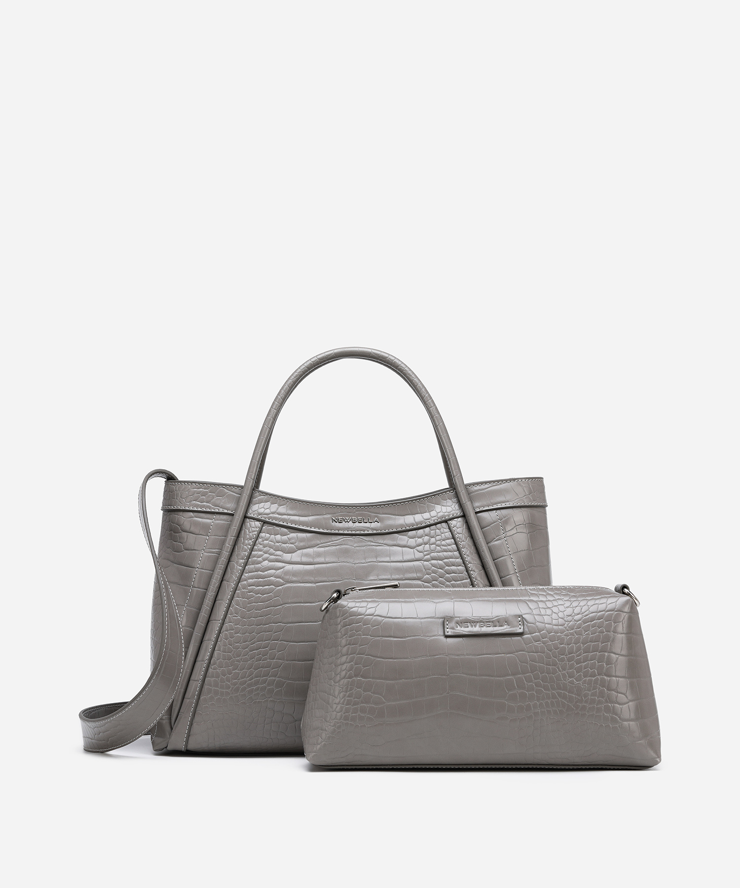 Kelly M Plus Size 2 PCS Set Crocodile Print Top Handle Bag