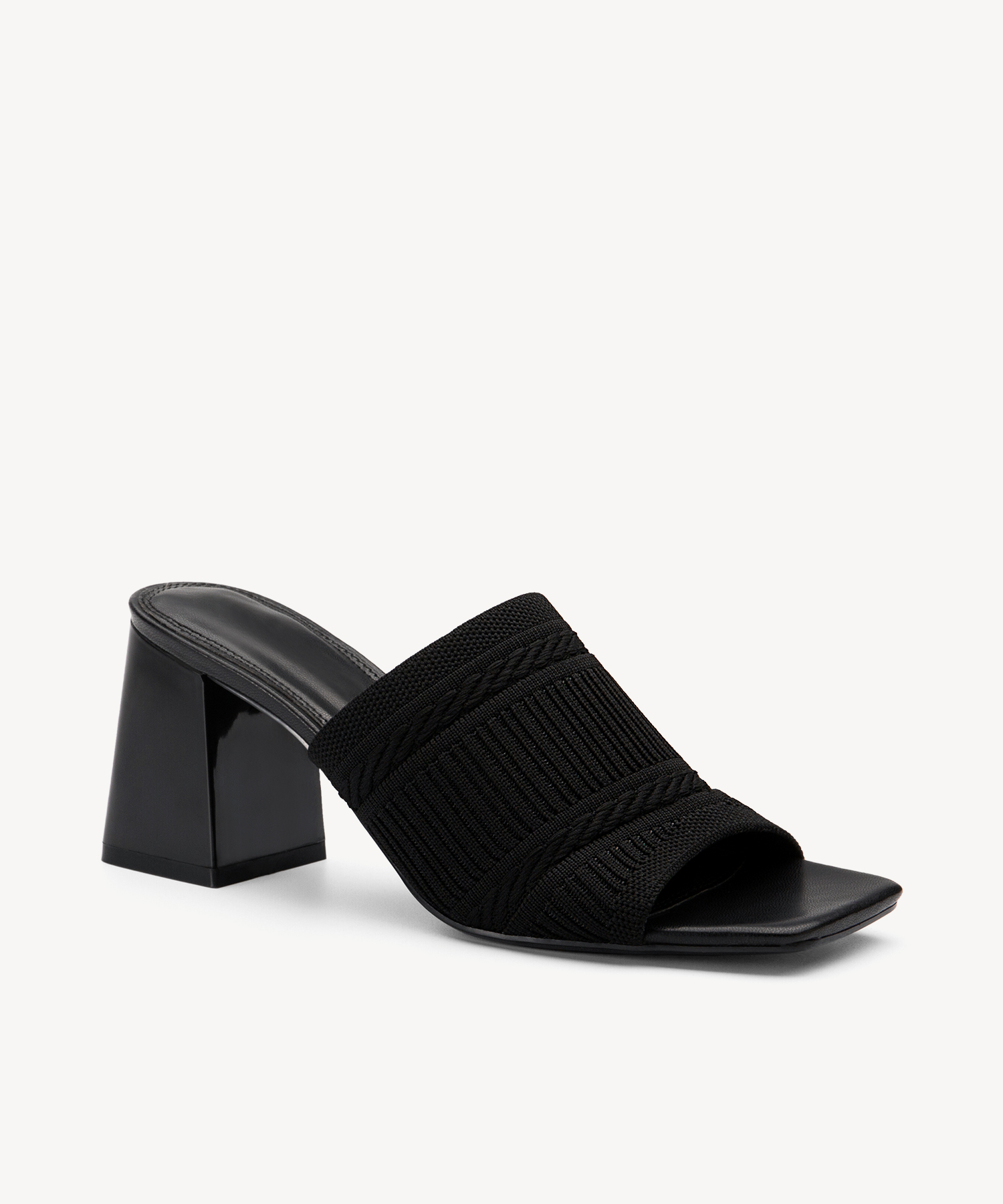 MOUSSE FIT Casual Textured Square Toe Heeled Sandals