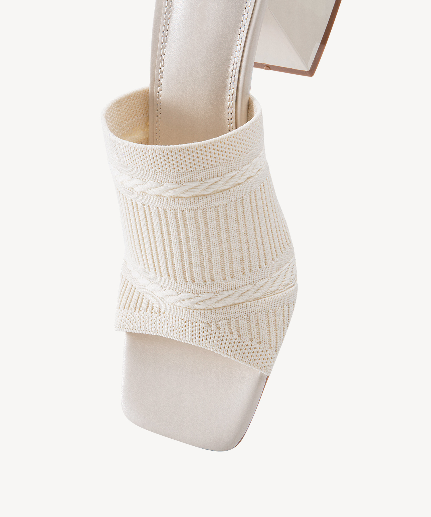 MOUSSE FIT Casual Textured Square Toe Heeled Sandals