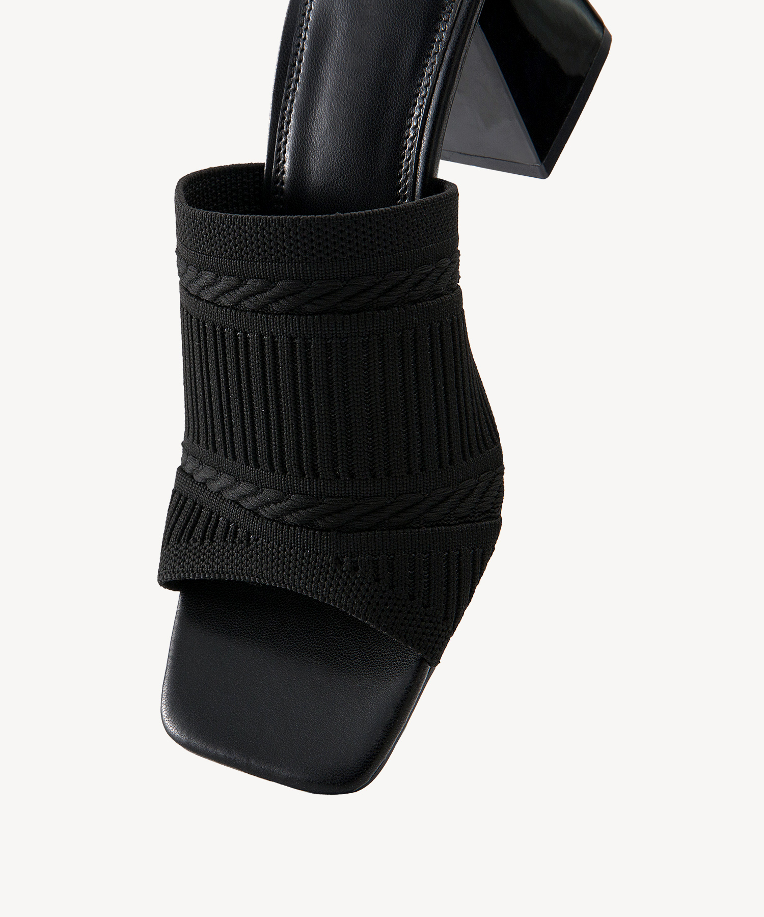 MOUSSE FIT Casual Textured Square Toe Heeled Sandals