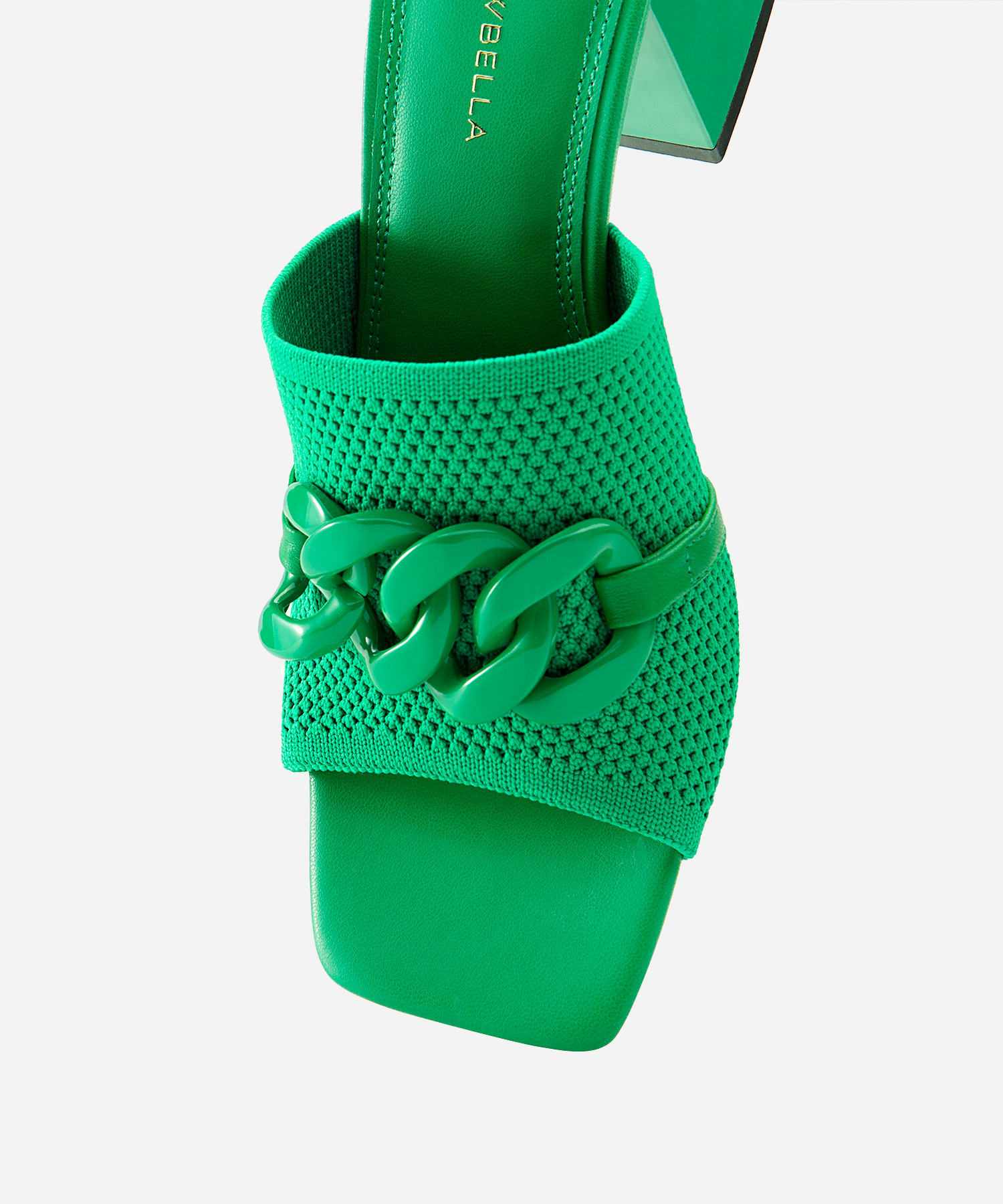 MOUSSE FIT Elegant Square Toe Chain Heeled Sandals