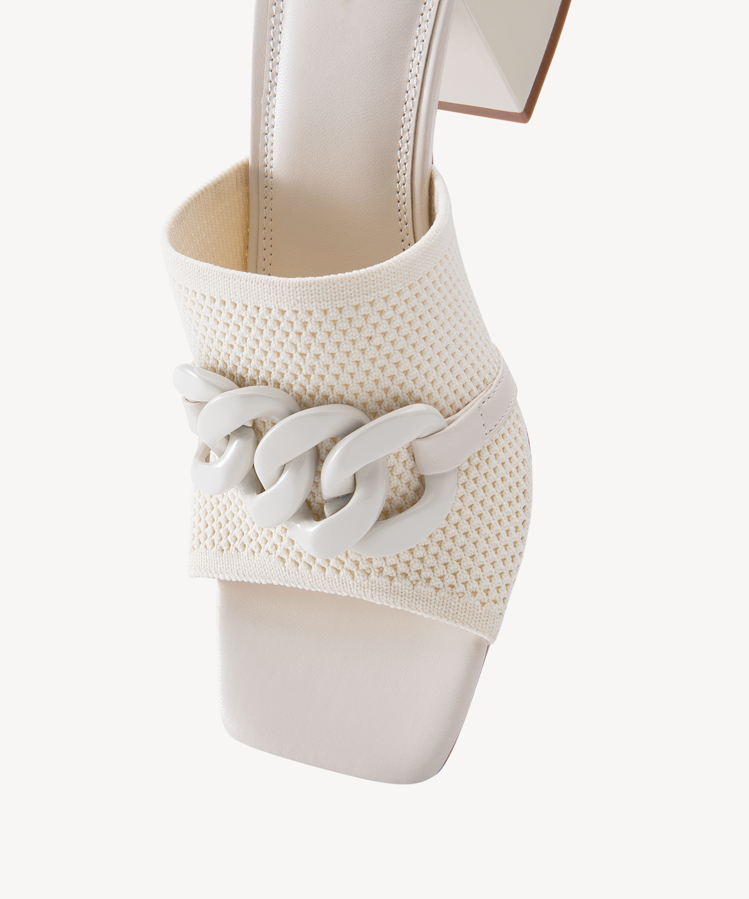 MOUSSE FIT Elegant Square Toe Chain Heeled Sandals