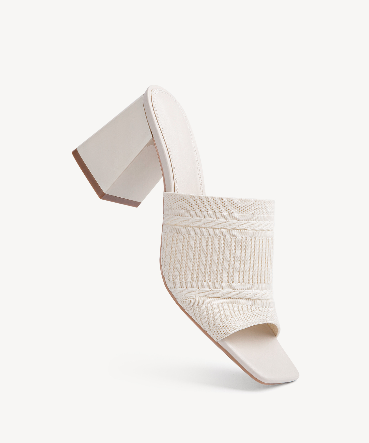 MOUSSE FIT Casual Textured Square Toe Heeled Sandals