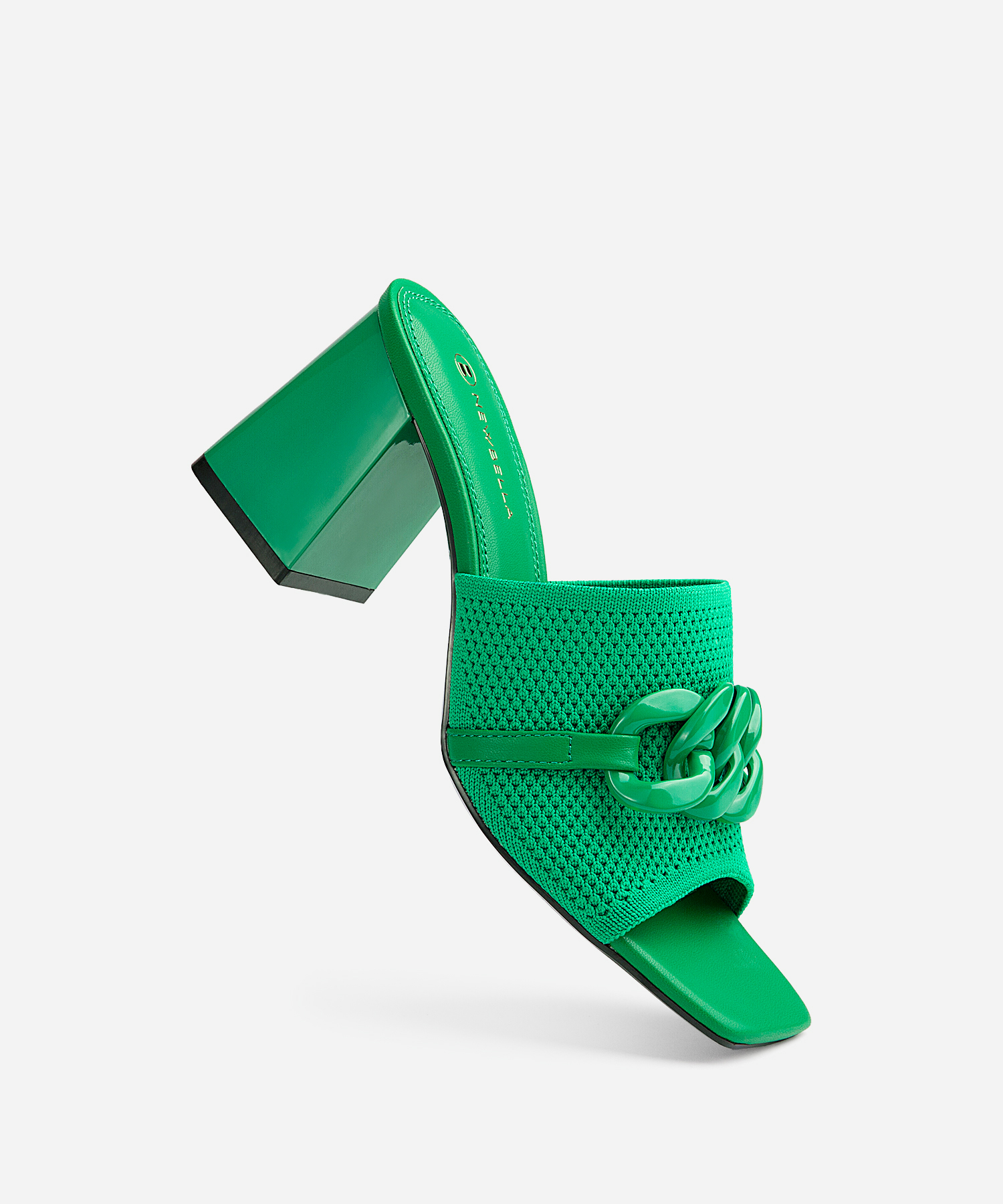 MOUSSE FIT Elegant Square Toe Chain Heeled Sandals