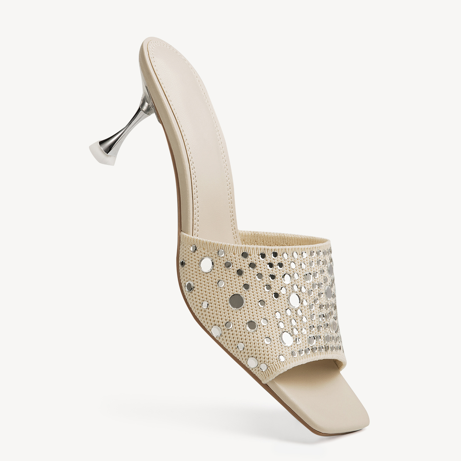 MOUSSE FIT Rhinestone Stiletto Heeled Sandals