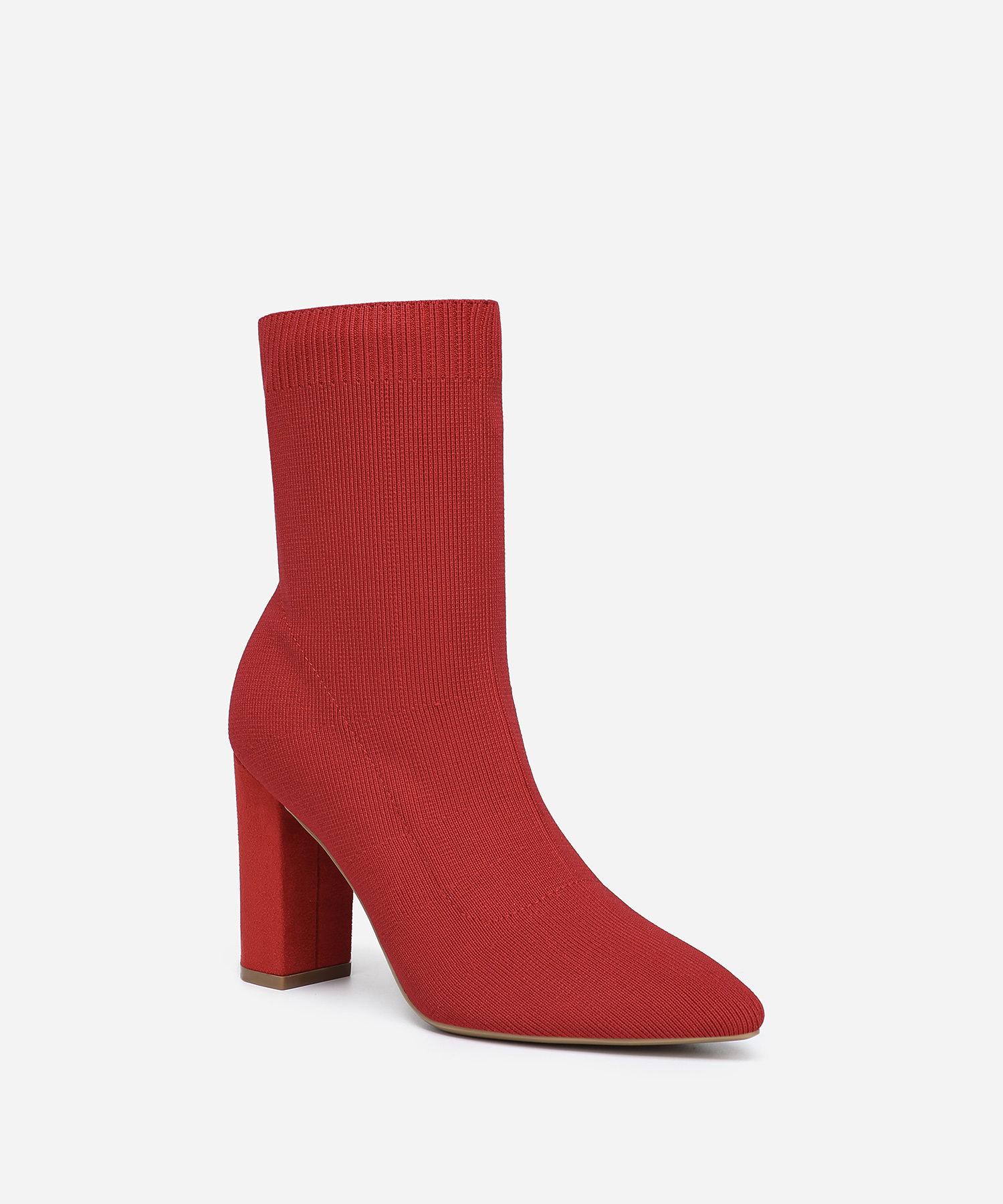 Red sock boots fashion block heel