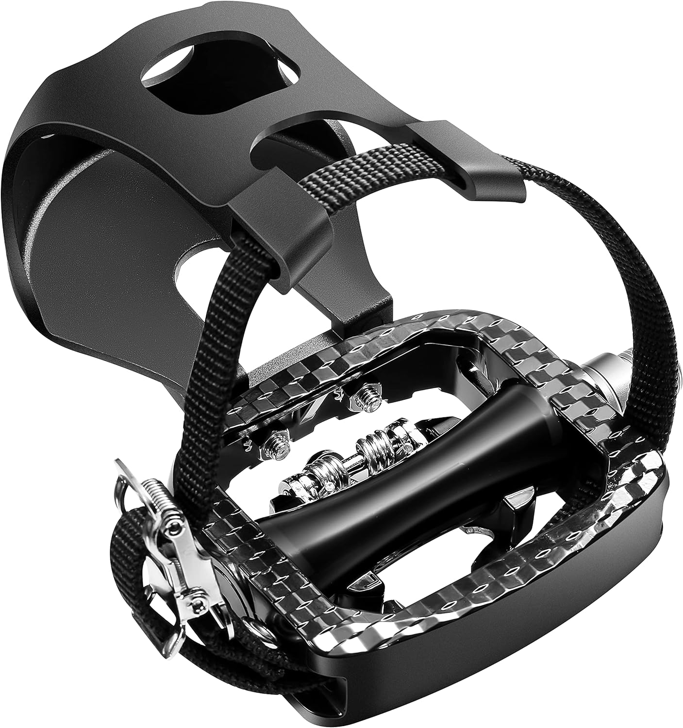 Spin Bike Pedals Shimano SPD Compatible 9/16'' Spindle Bike Pedals with Clips and Straps for  Spin, Exercise, Peloton Bike