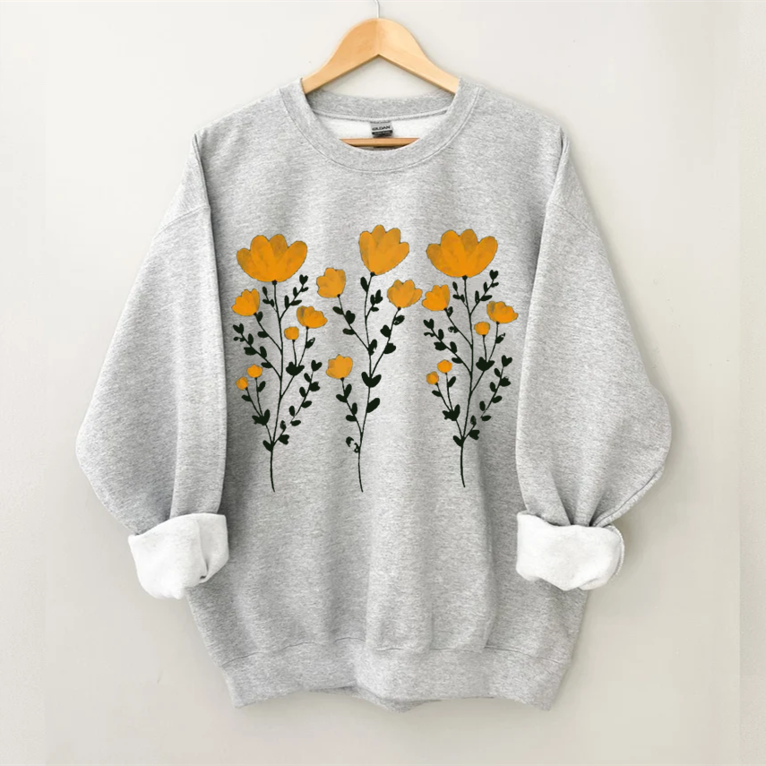 Yellow Flowers and Stems Sweatshirt