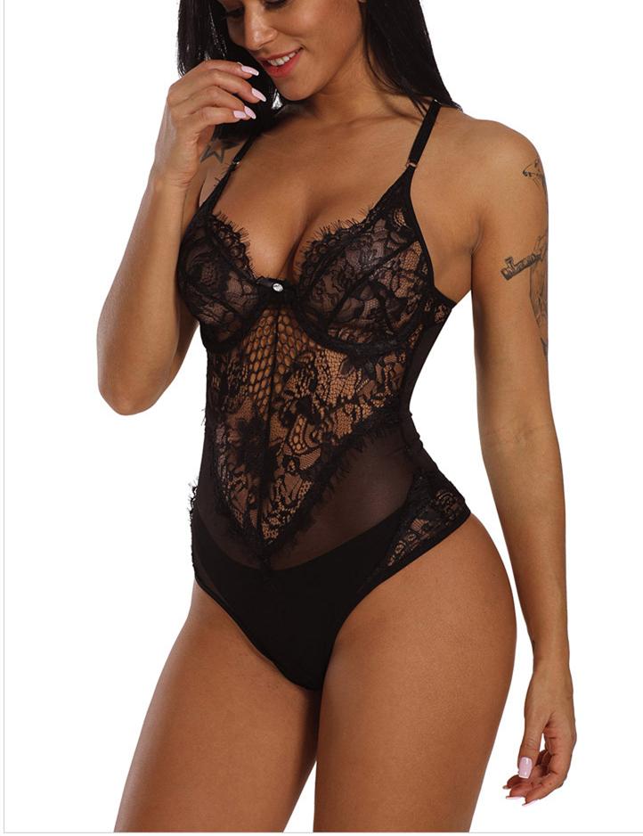 Lace Floral Push Up Spaghetti Strap Bodysuit