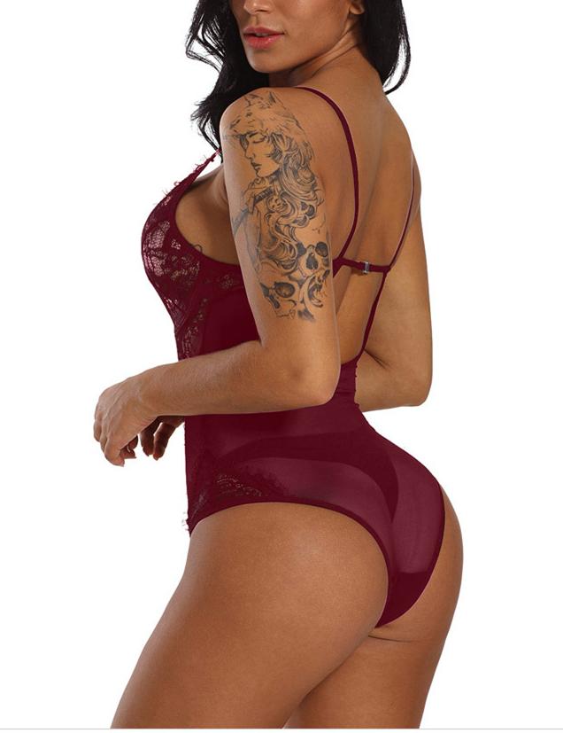 Lace Floral Push Up Spaghetti Strap Bodysuit