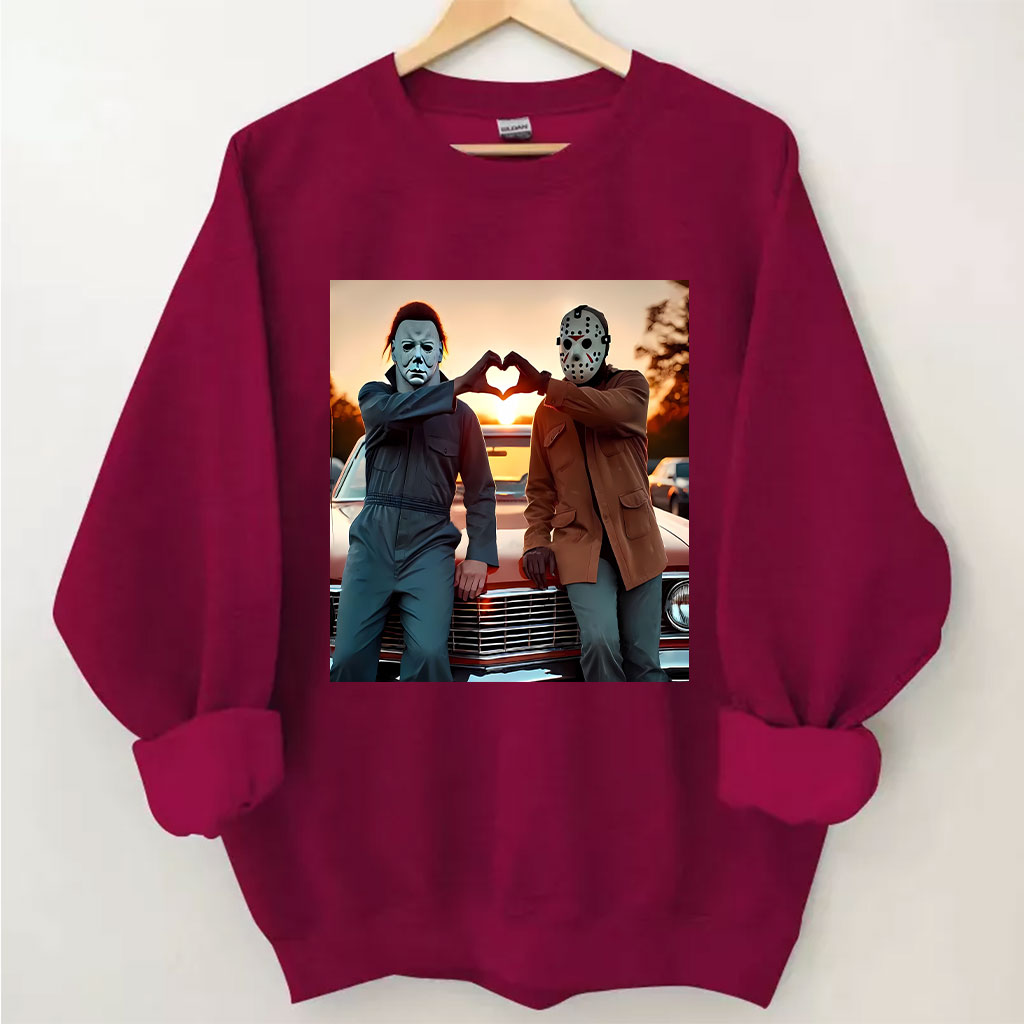 Horror Movie Characters Heart Hands Funny Sweatshirt