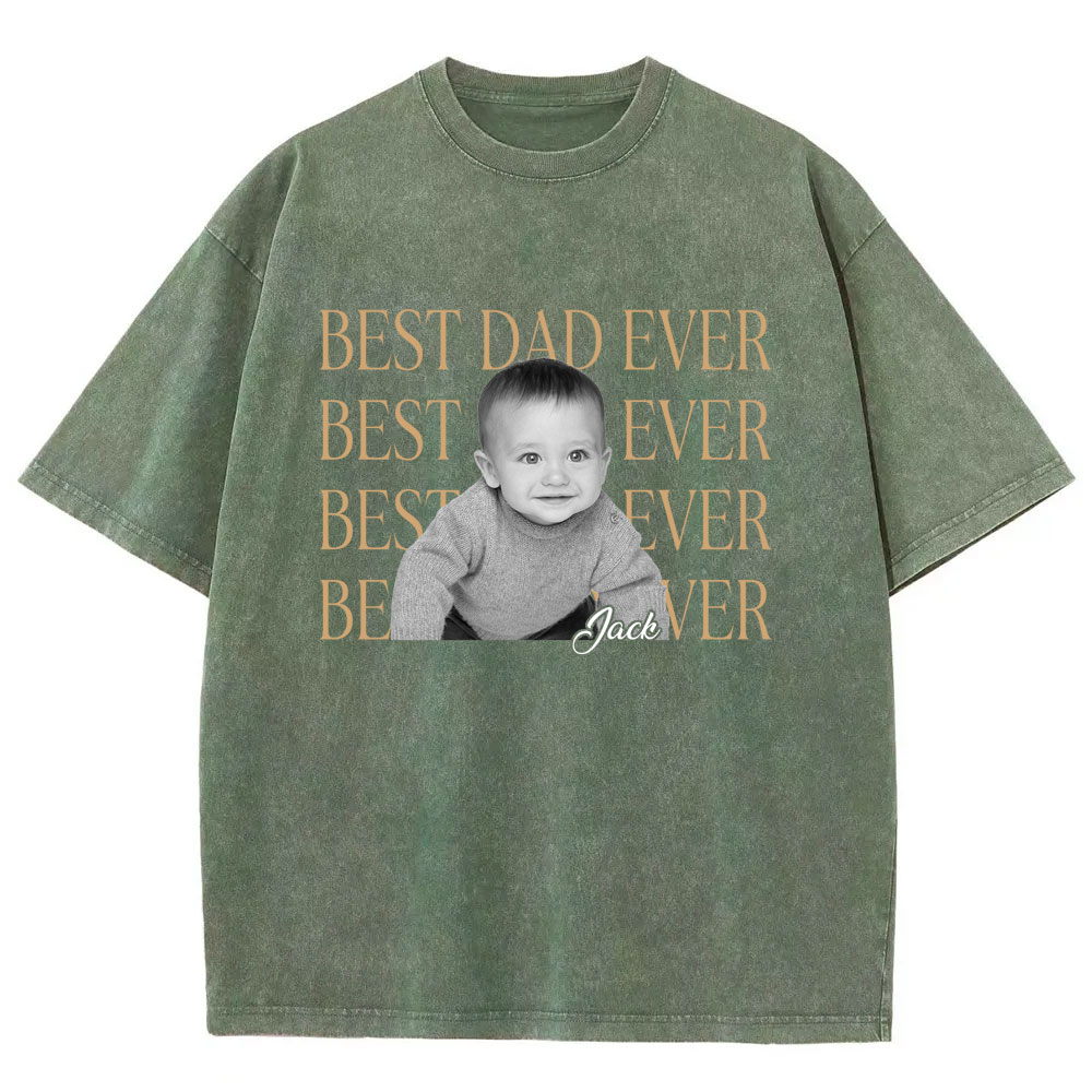 Custom Best Dad Ever Washed T-shirt
