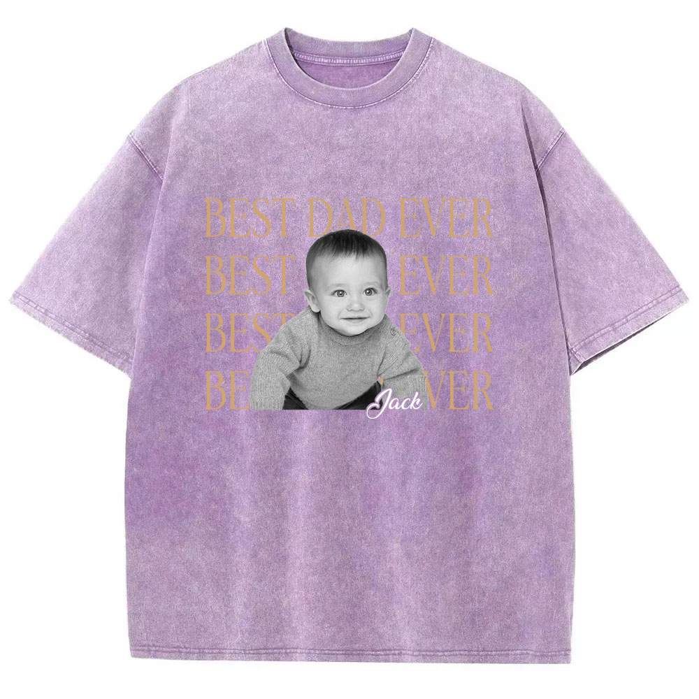 Custom Best Dad Ever Washed T-shirt