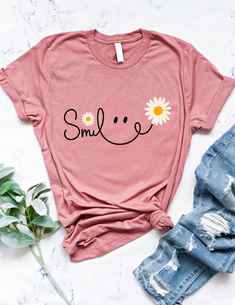 Smiley Daisy Womens T-shirt