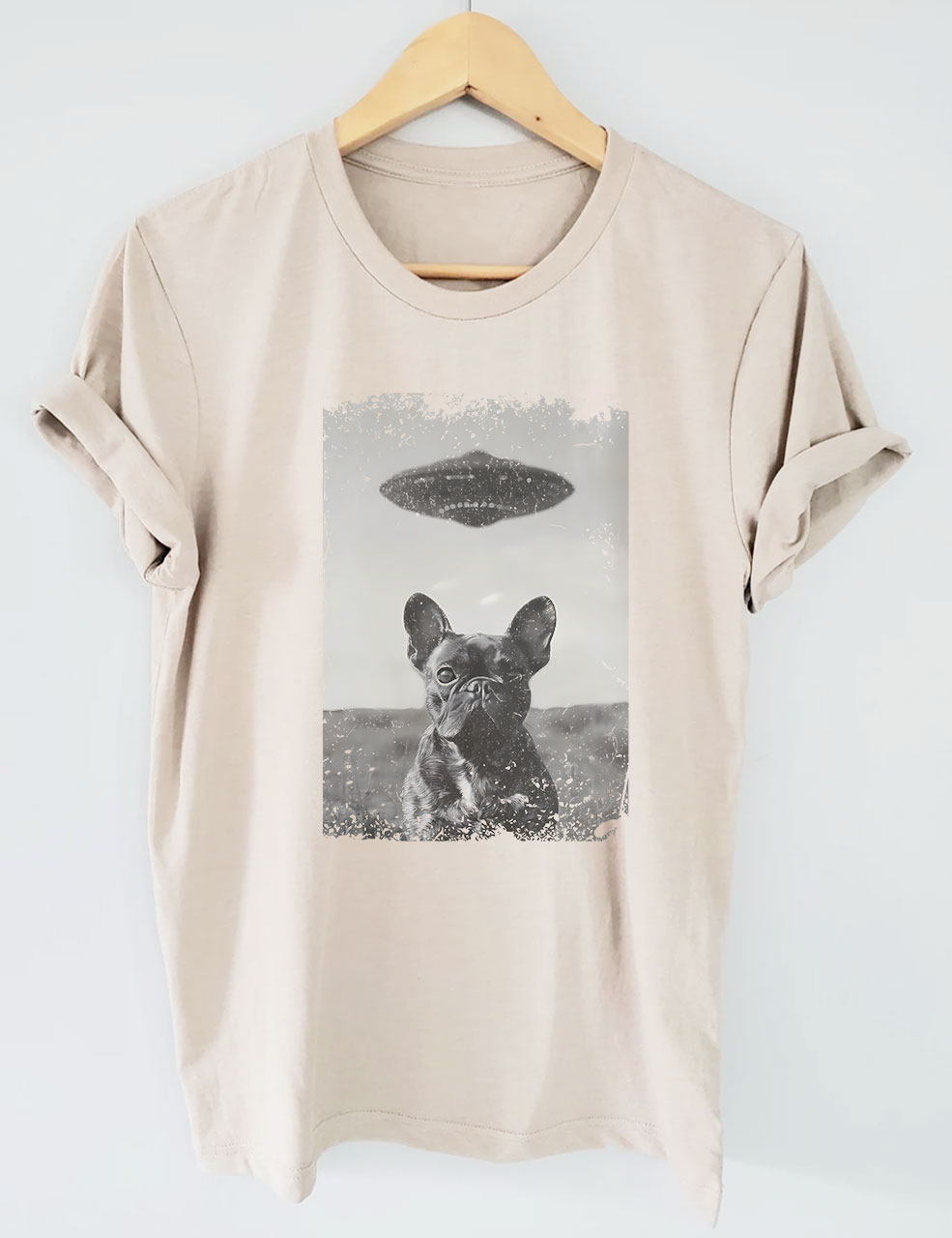 Funny French Bulldog UFO T-shirt
