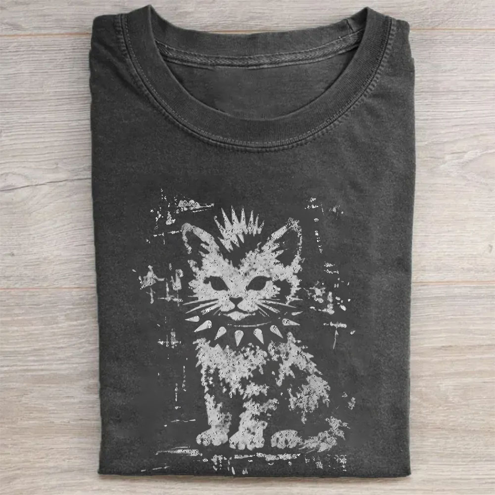 Funny Cat Unisex Washed T-shirt
