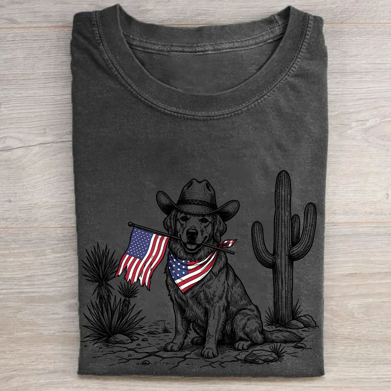 4th of July Vintage Americana Golden Retriever T-shirt