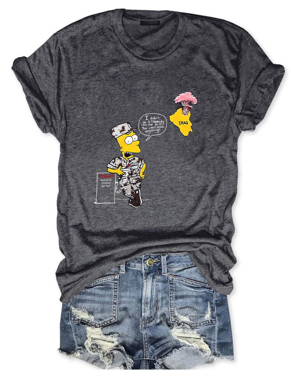 Bart Iraq Danger Nuclear Launch Switch Funny T-Shirt