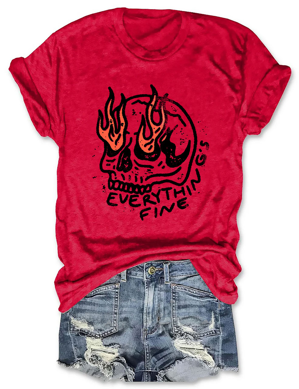 Everythings Fine Cropped Funny T-shirt