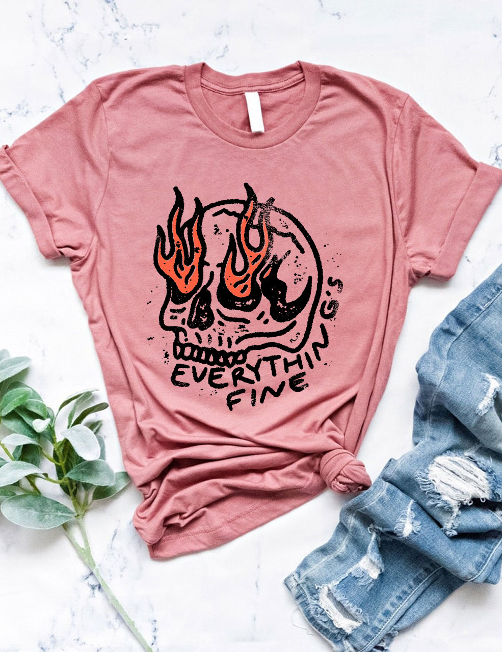 Everythings Fine Cropped Funny T-shirt