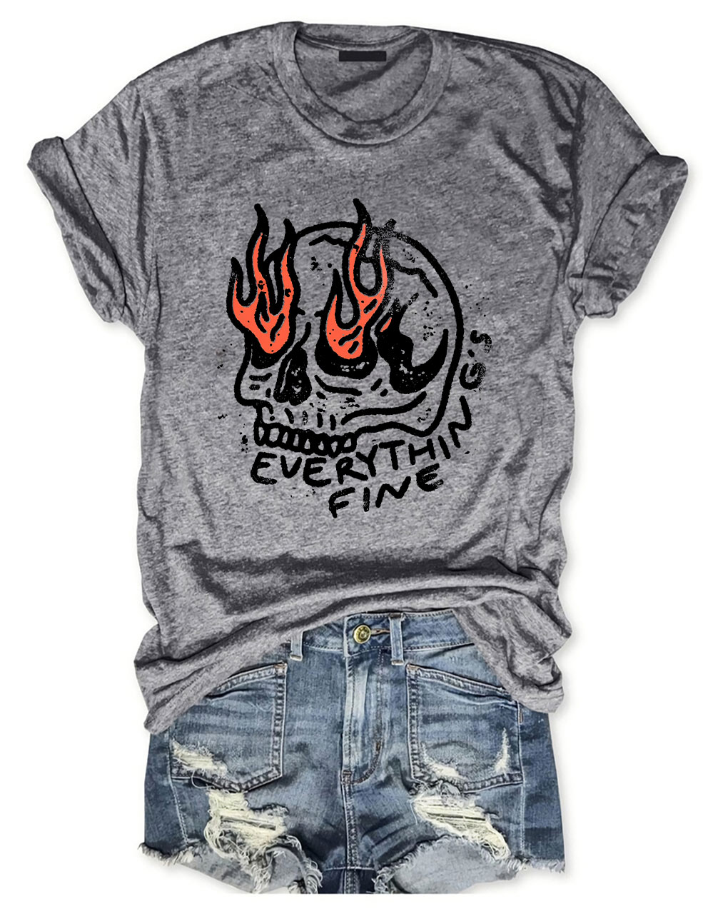 Everythings Fine Cropped Funny T-shirt