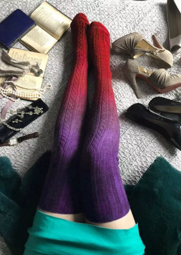 Gradient Warm Over Knee Long Knitted Socks