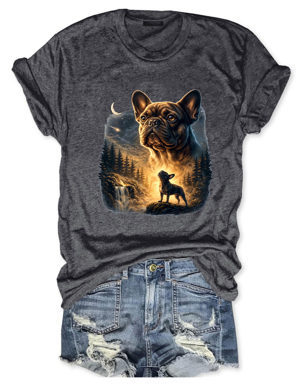 French Bulldog Howling Moon T-shirt