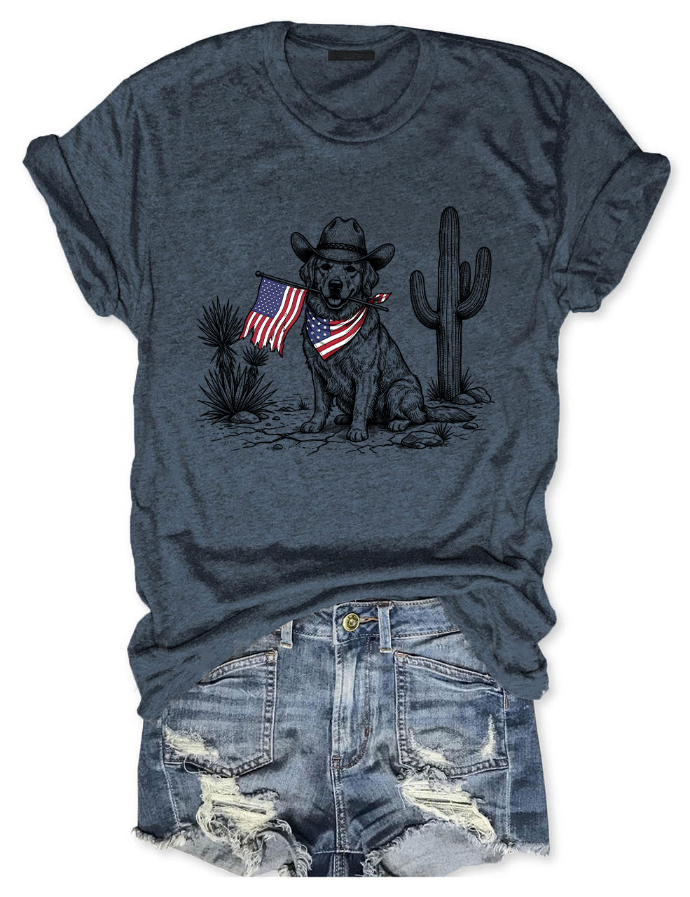 4th of July Vintage Americana Golden Retriever T-shirt