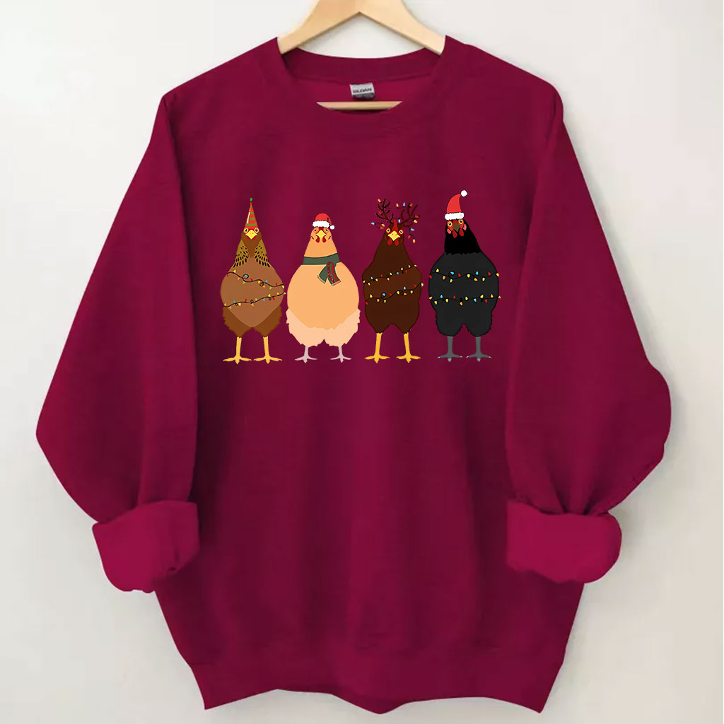 ??ute Christmas Chickens Sweatshirt
