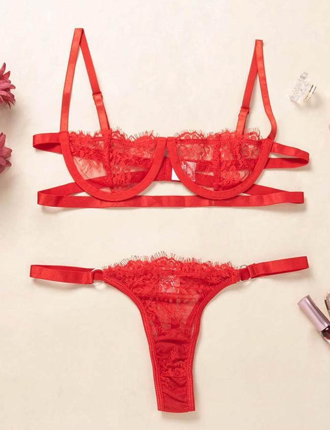 Lace 1/2 Cup Bra & Panty Set