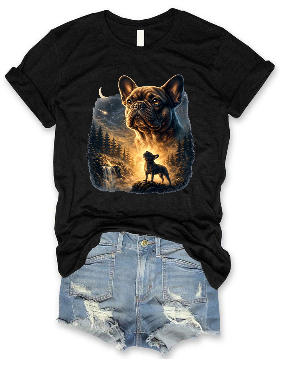 French Bulldog Howling Moon T-shirt