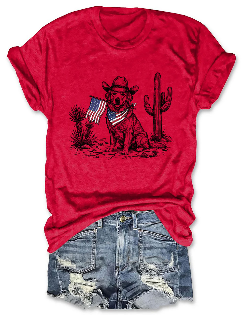 4th of July Vintage Americana Golden Retriever T-shirt