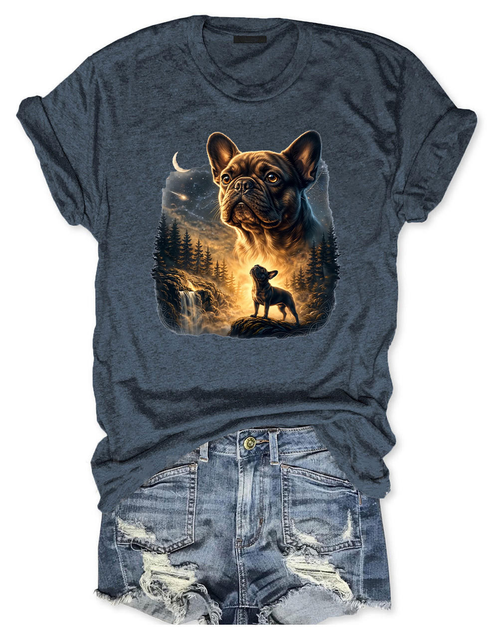 French Bulldog Howling Moon T-shirt
