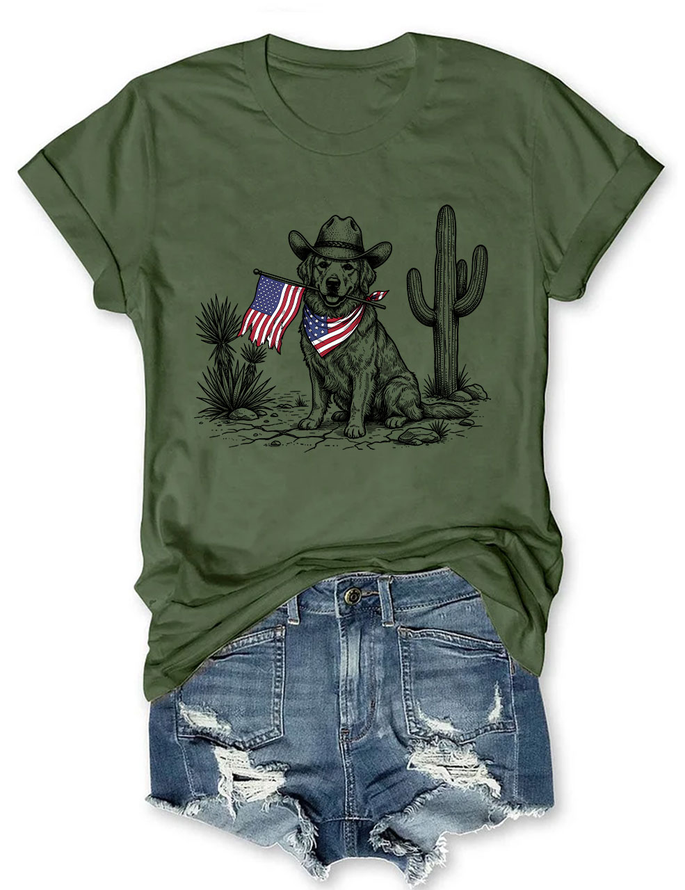 4th of July Vintage Americana Golden Retriever T-shirt