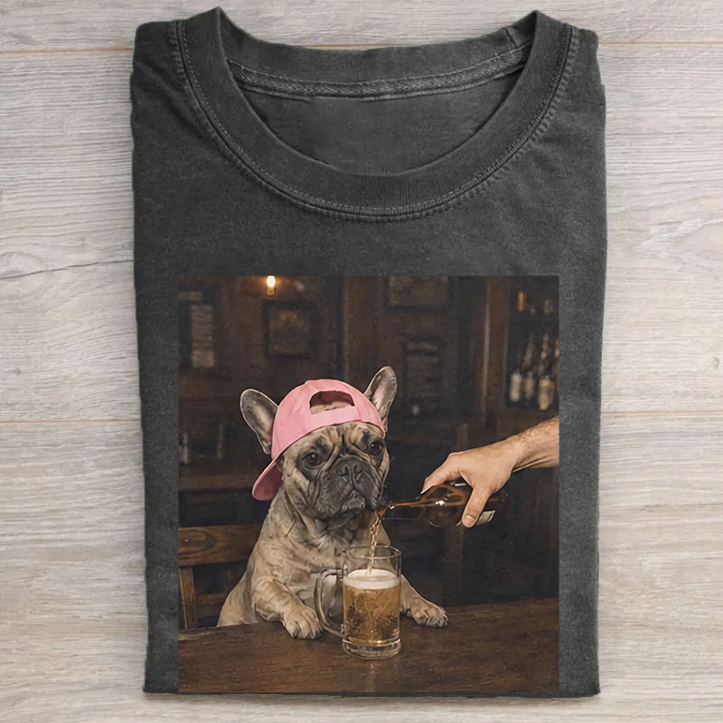 Stylish Funny French Bulldog Beer T-shirt