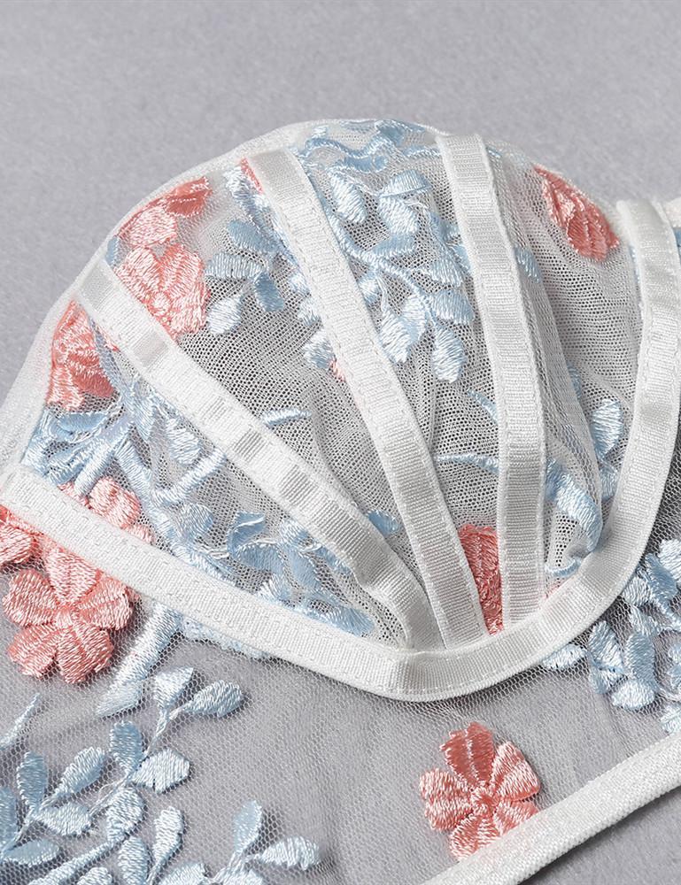 Floral Lace Bandage Bra & Panty Set