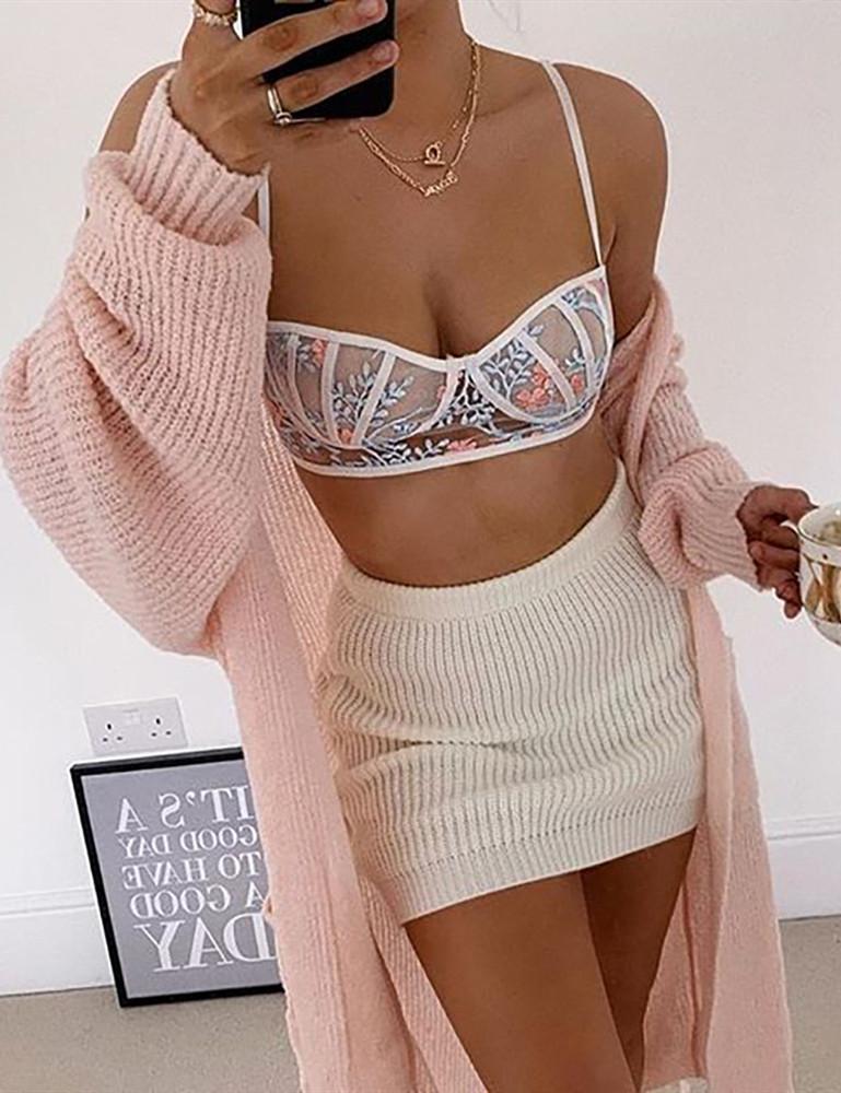Floral Lace Bandage Bra & Panty Set