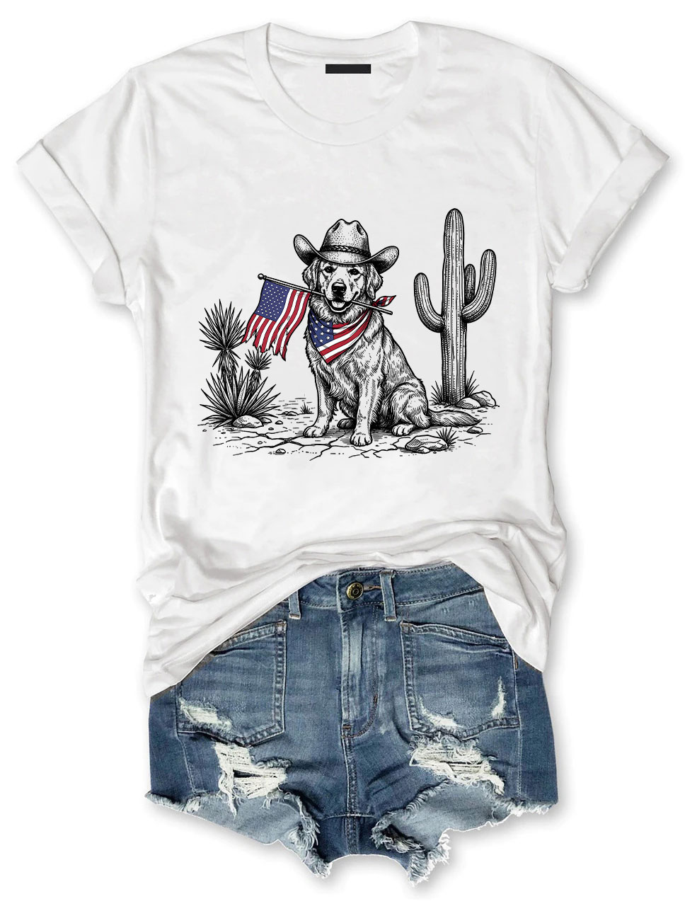 4th of July Vintage Americana Golden Retriever T-shirt