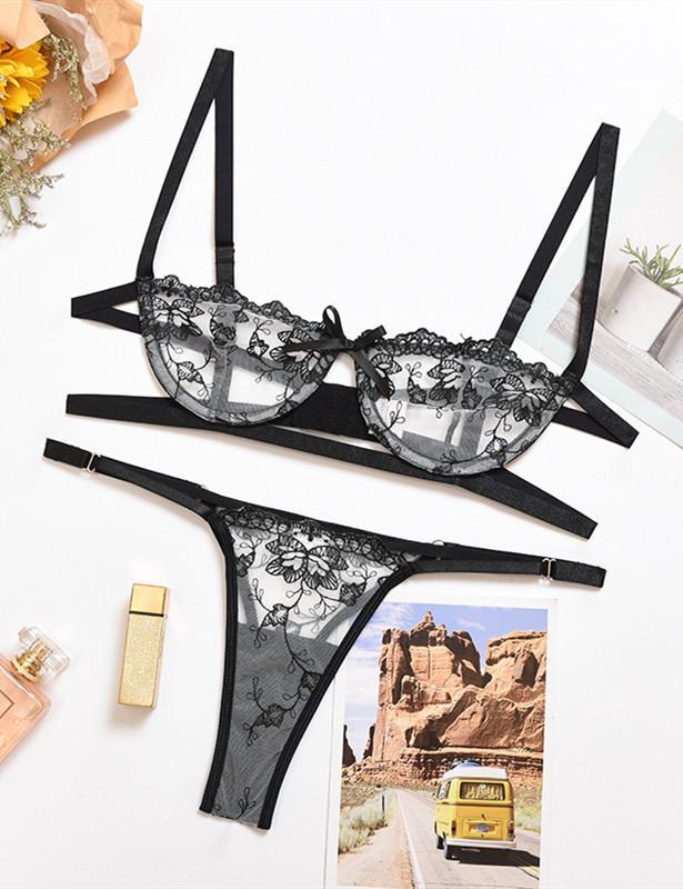 Lace Embroidery Bra & Panties Set
