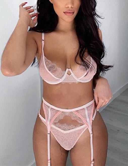 Lace Garter Bra & Panty Set