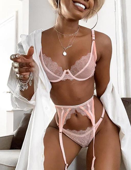 Lace Garter Bra & Panty Set
