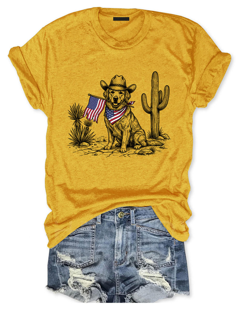 4th of July Vintage Americana Golden Retriever T-shirt