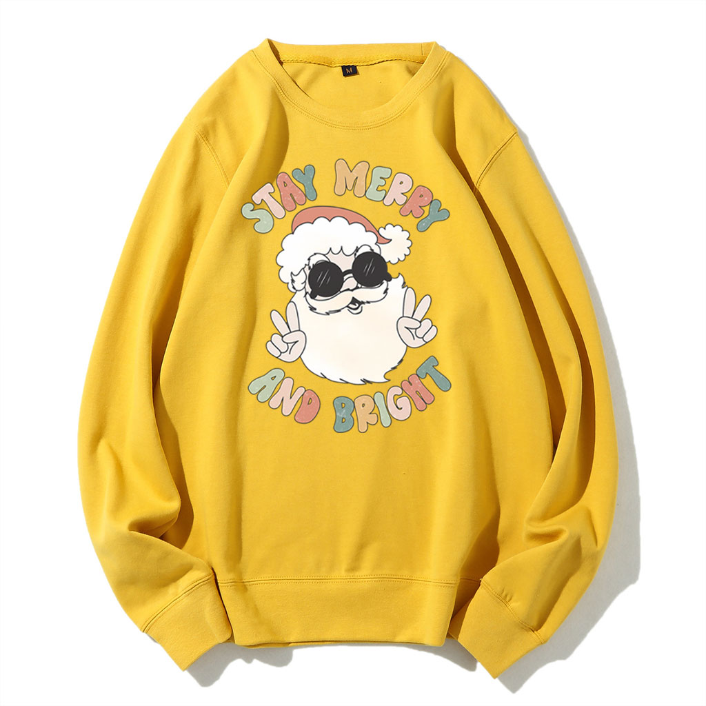 Retro Merry and Bright Santa Christmas Sweatshirt